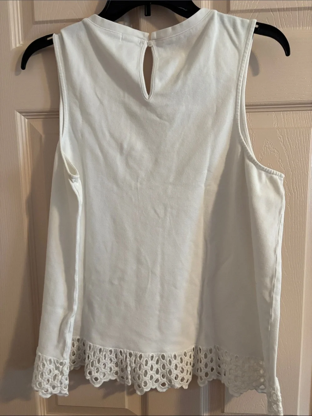 J. Crew White Sleeveless Tank with Eyelet Hem